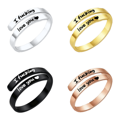 I f♡cking love you-ringen i silver, guld, svart och roséguld