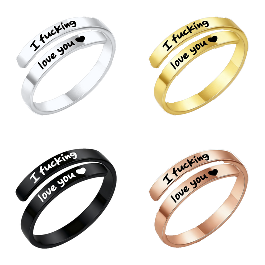 I f♡cking love you-ringen i silver, guld, svart och roséguld